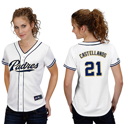 Alex Castellanos #21 mlb Jersey-San Diego Padres Women's Authentic Home White Cool Base Baseball Jersey